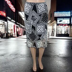 Vtg 90s‎ Patchwork Print Midi Skirt S Lettuce Hem Sheer Overlay Bohemian Grunge.